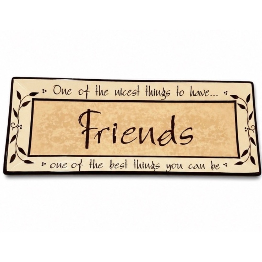 Carson Home Accents Friends Ceramic‎ Decorative Tray Rectangular Cream Tan